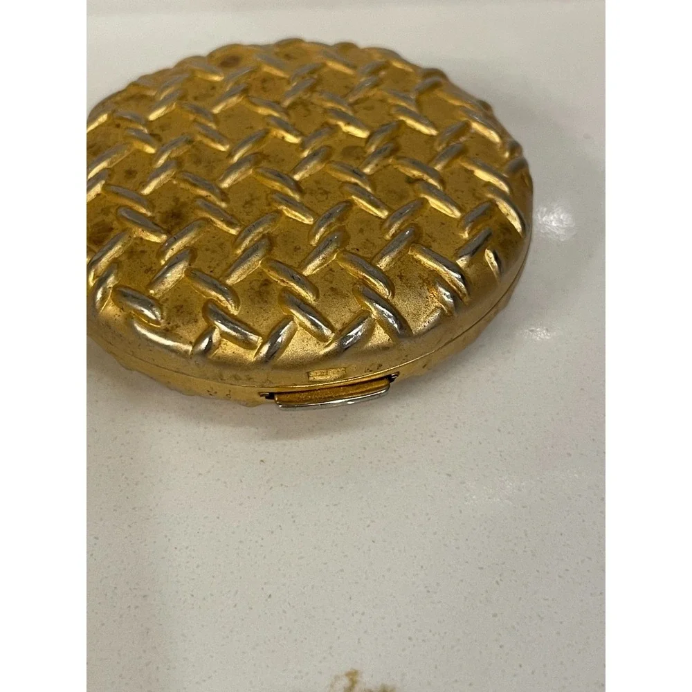Vintage Estee Lauder Golden Weave Mirror Compact Pressed Powder Collectible Used